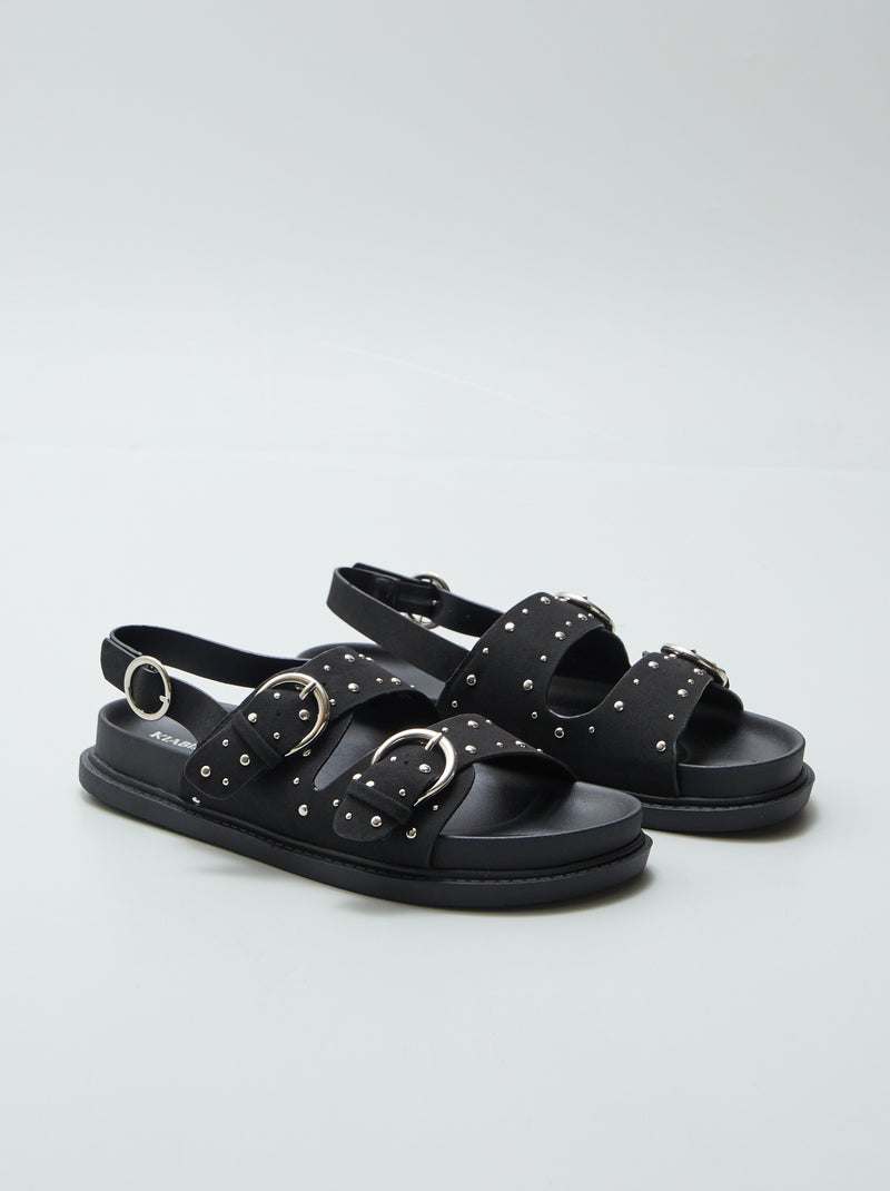 Sandales avec brides cloutées Noir - Kiabi