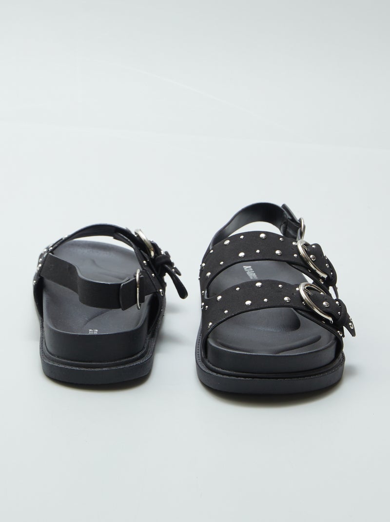 Sandales avec brides cloutées Noir - Kiabi