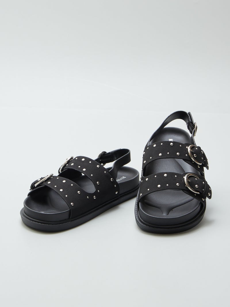 Sandales avec brides cloutées Noir - Kiabi