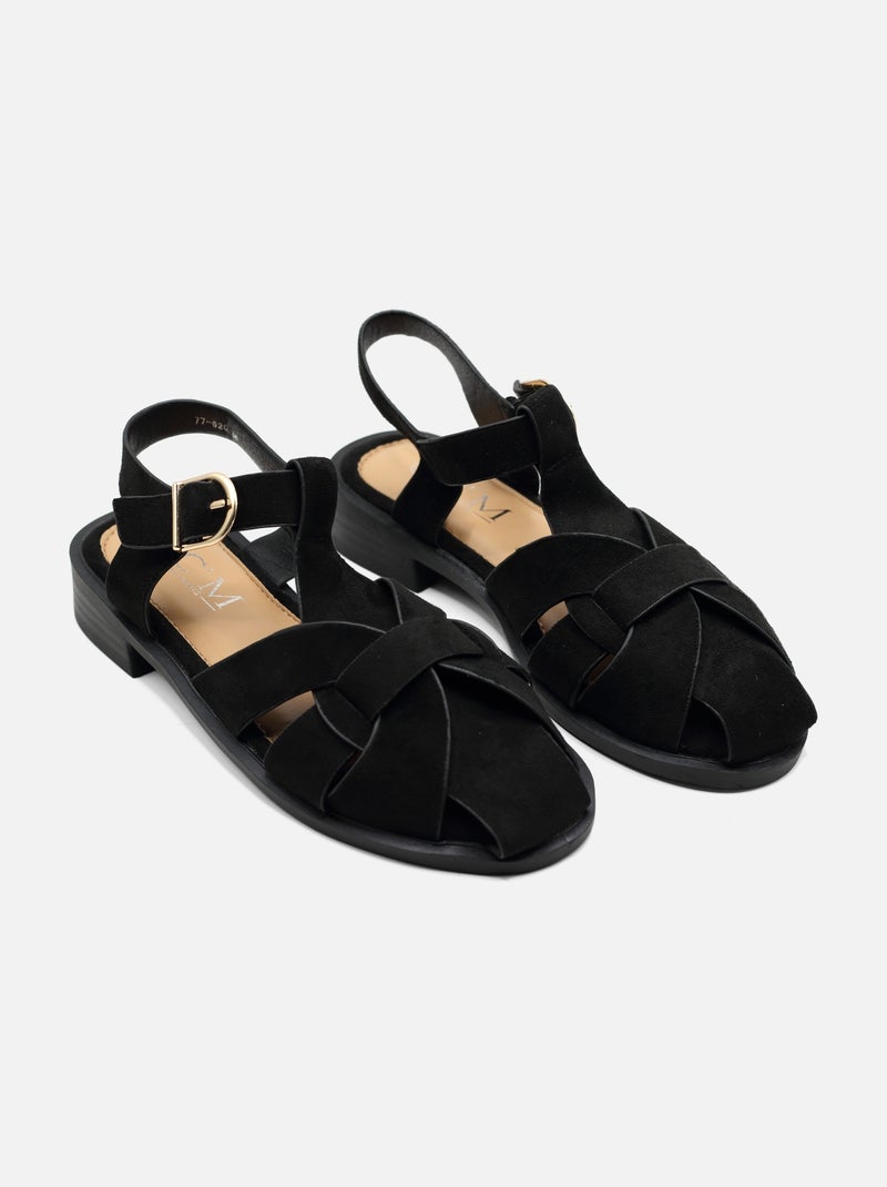 Sandales avec brides croisée Noir - Kiabi
