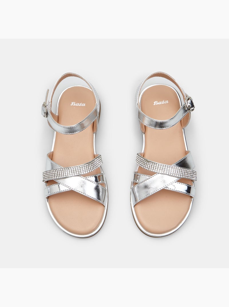 Sandales avec brides croisées Bata Argent - Kiabi