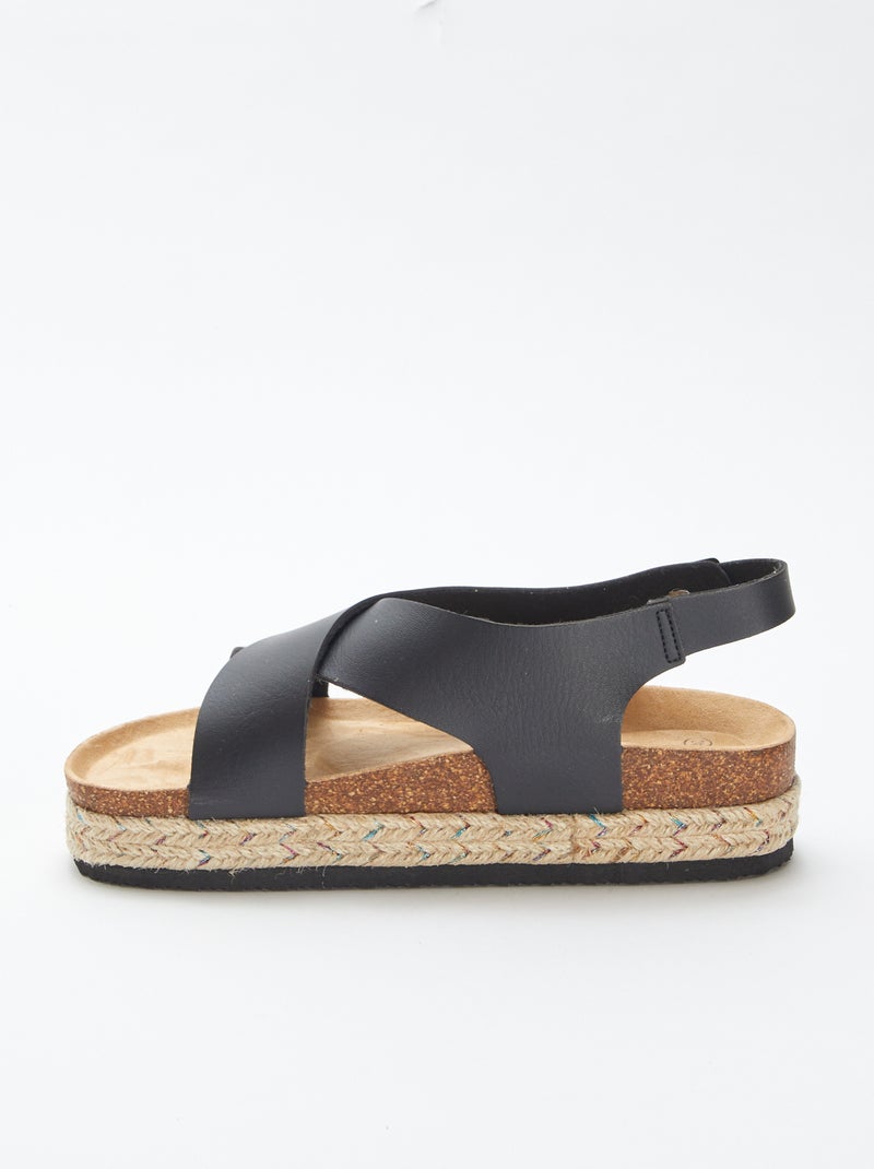 Sandales avec brides croisées NOIR - Kiabi