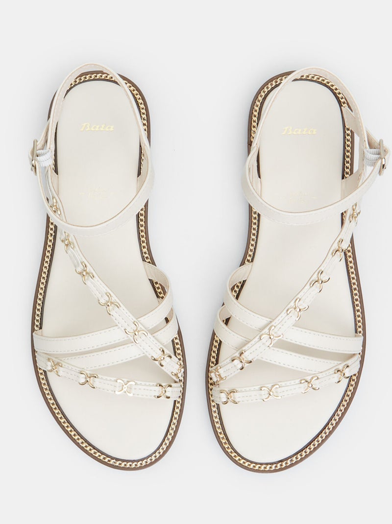 Sandales avec détail chaîne BATA Blanc - Kiabi
