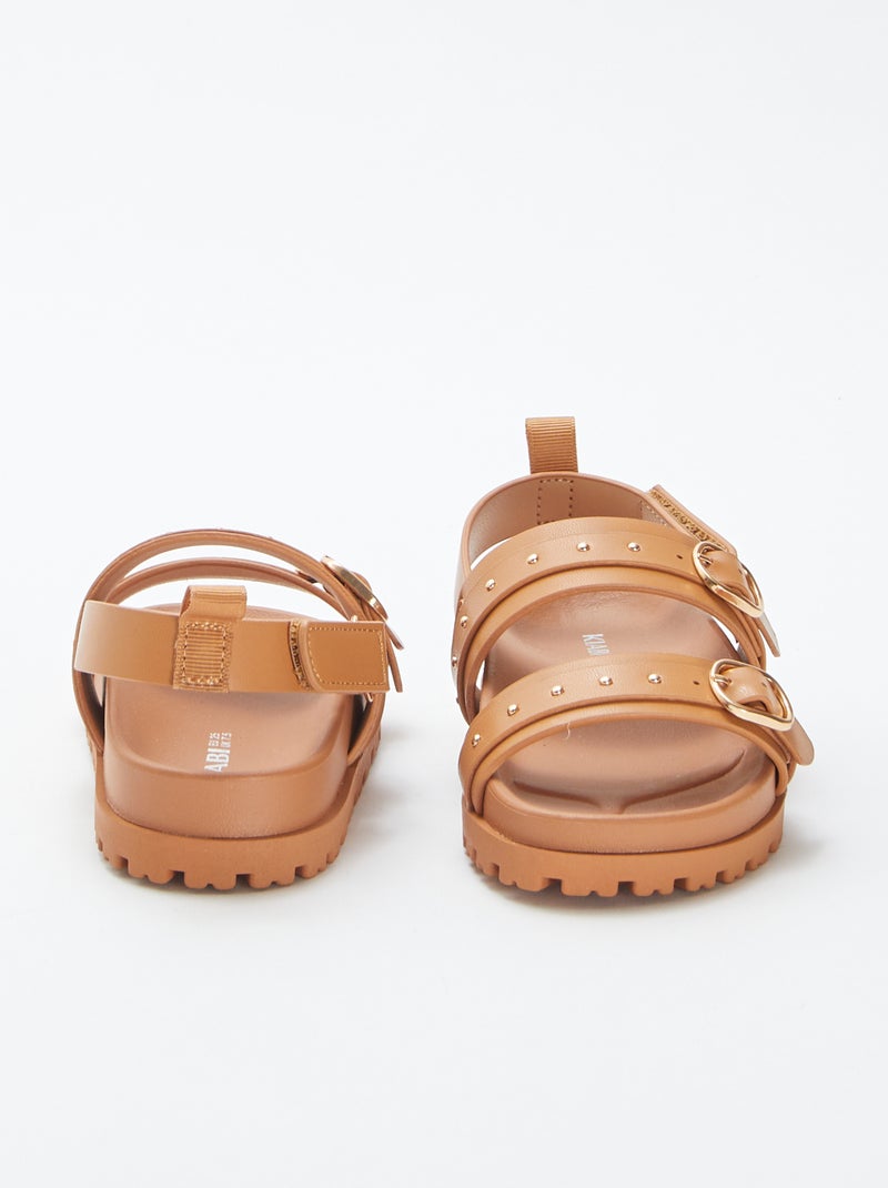 Sandales avec détails cloutés sur les brides BEIGE - Kiabi