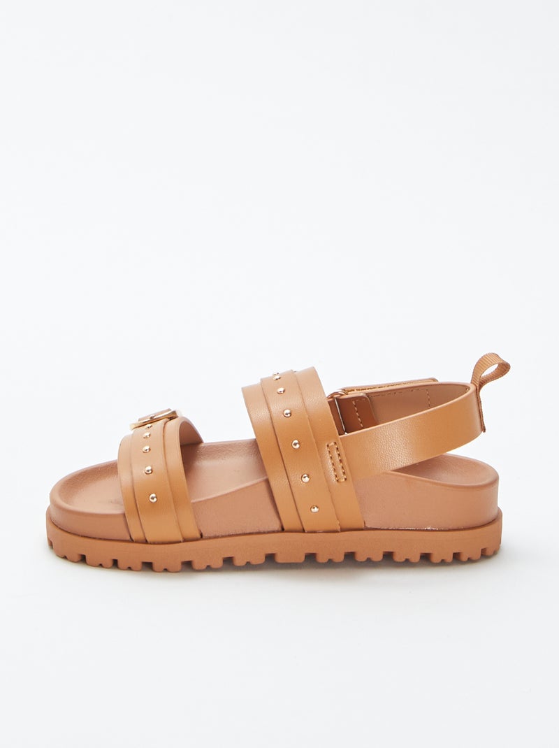Sandales avec détails cloutés sur les brides BEIGE - Kiabi