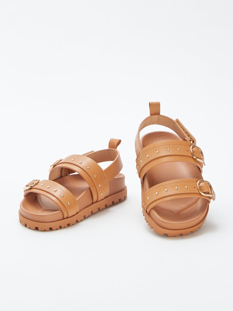 Sandales avec détails cloutés sur les brides BEIGE - Kiabi
