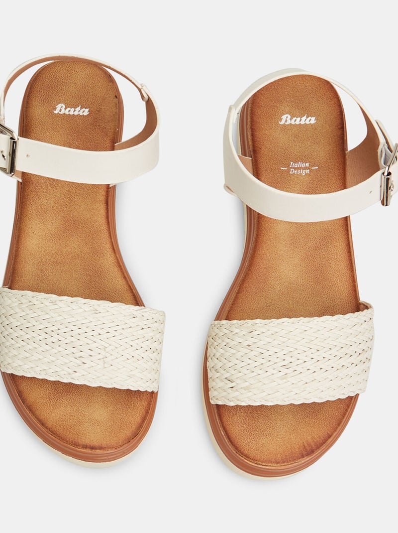 Sandales avec effet cuir tressé BATA Blanc - Kiabi