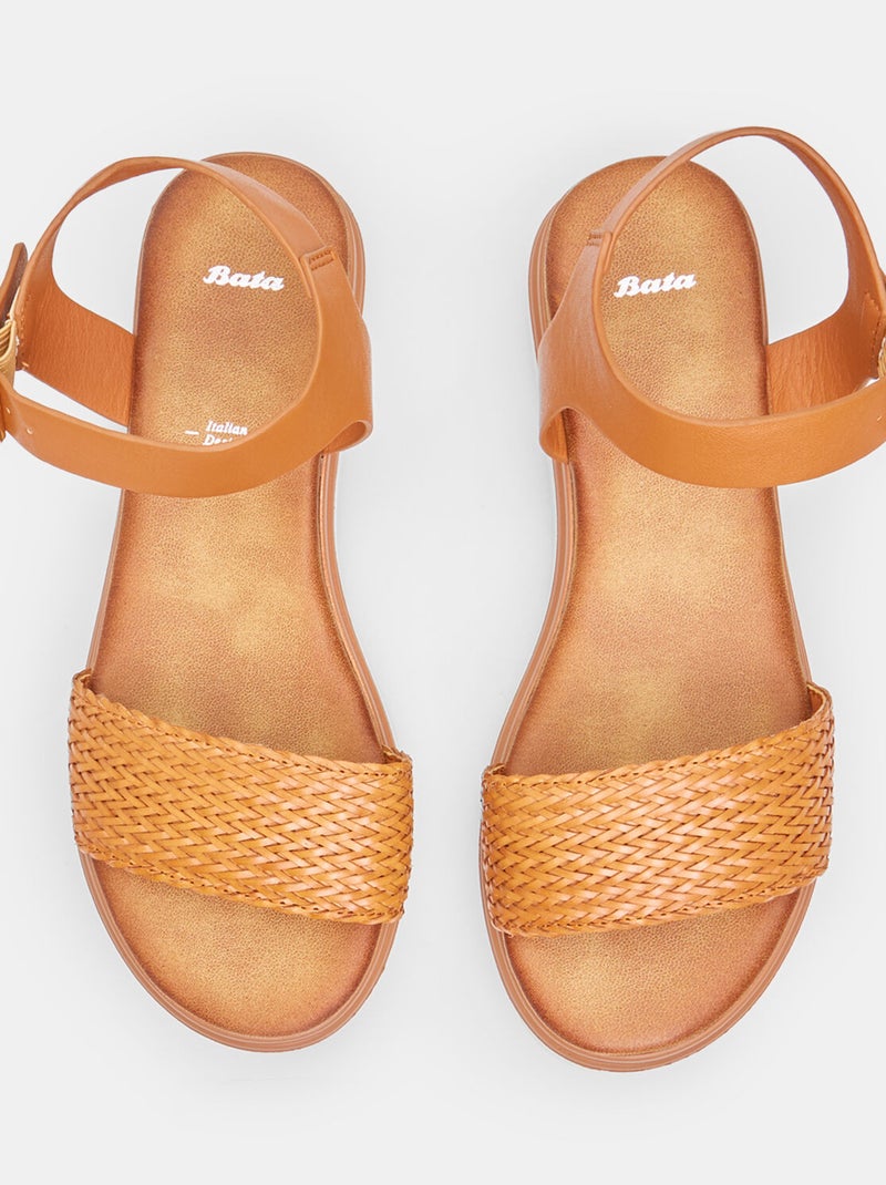 Sandales avec effet cuir tressé BATA Marron - Kiabi