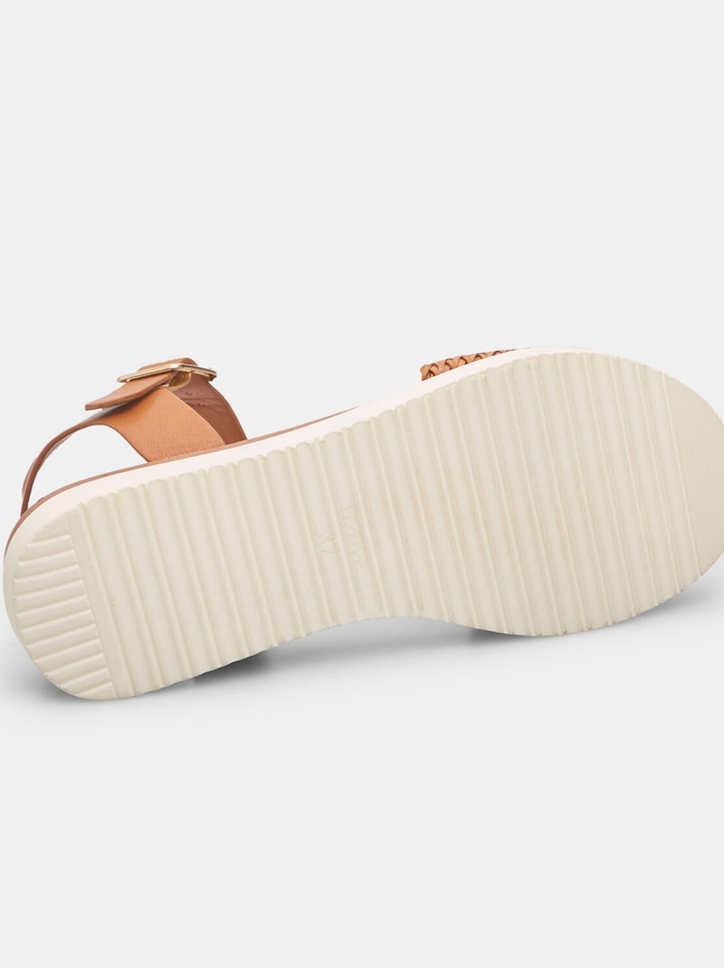 Sandales avec effet cuir tressé BATA Marron - Kiabi