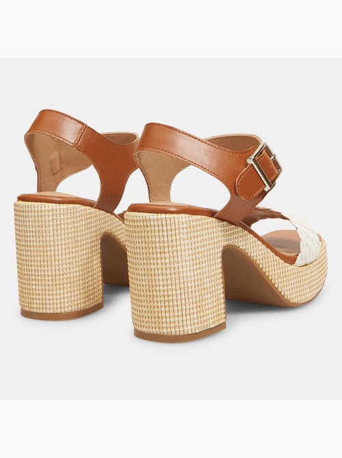 Sandales avec large talon en raphia BATA - Kiabi