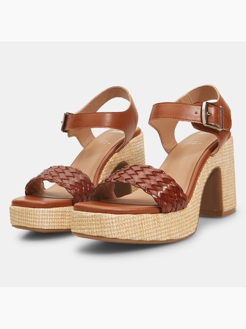 Sandales avec large talon en raphia BATA - Kiabi