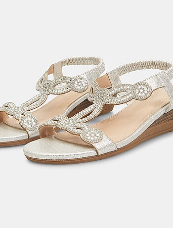 Sandales avec mini semelle compensée et strass BATA