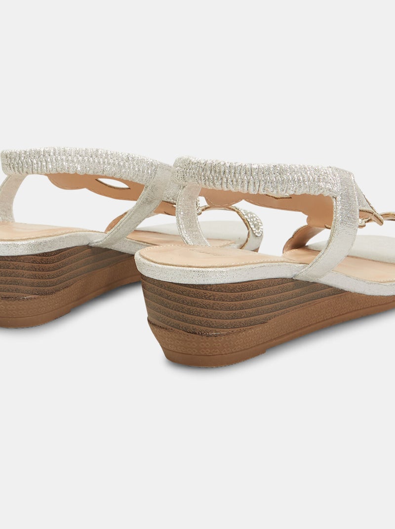 Sandales avec mini semelle compensée et strass BATA Blanc - Kiabi