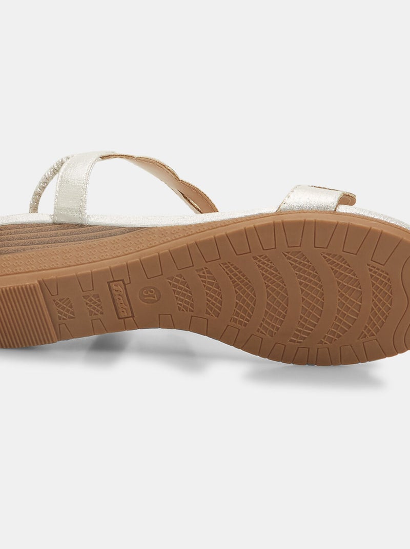 Sandales avec mini semelle compensée et strass BATA Blanc - Kiabi