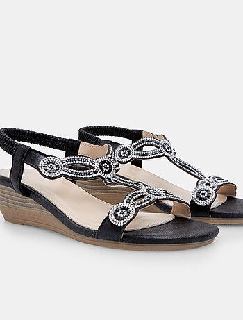 Sandales avec mini semelle compensée et strass BATA