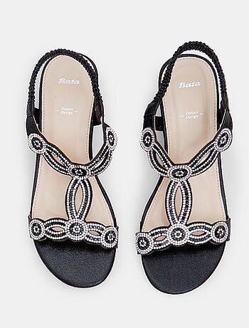 Sandales avec mini semelle compensée et strass BATA