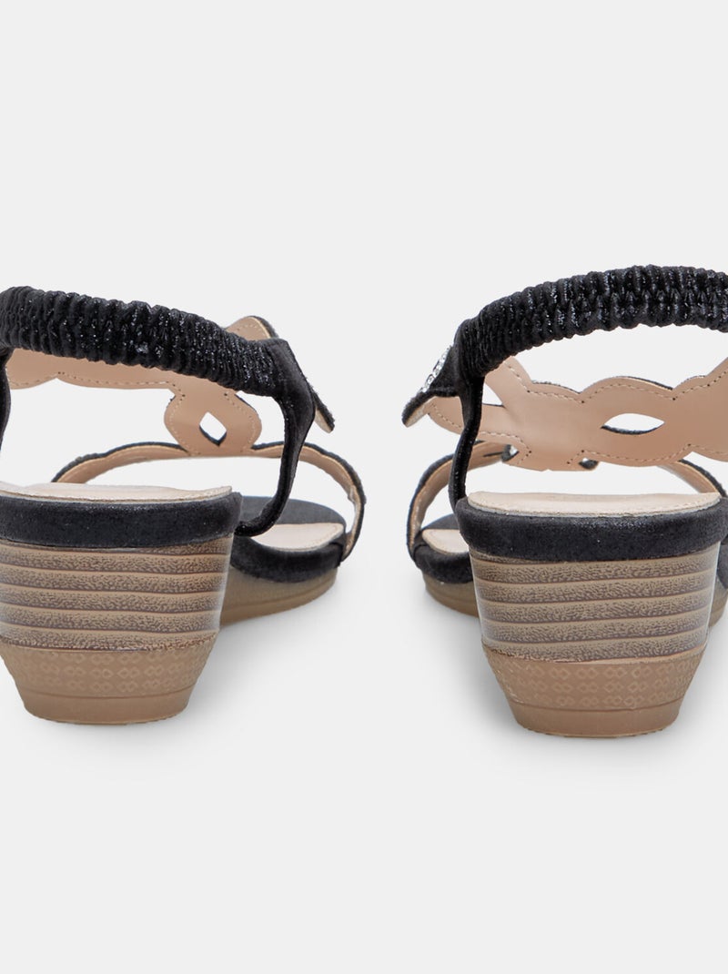 Sandales avec mini semelle compensée et strass BATA Noir - Kiabi