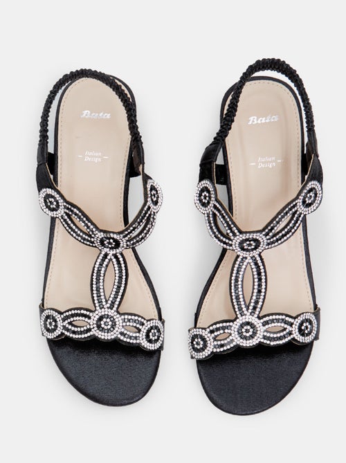 Sandales avec mini semelle compensée et strass BATA - Kiabi