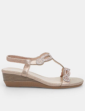 Sandales avec mini semelle compensée et strass BATA
