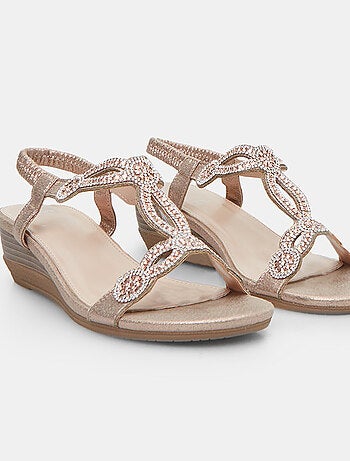 Sandales avec mini semelle compensée et strass BATA