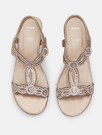 Sandales avec mini semelle compensée et strass BATA