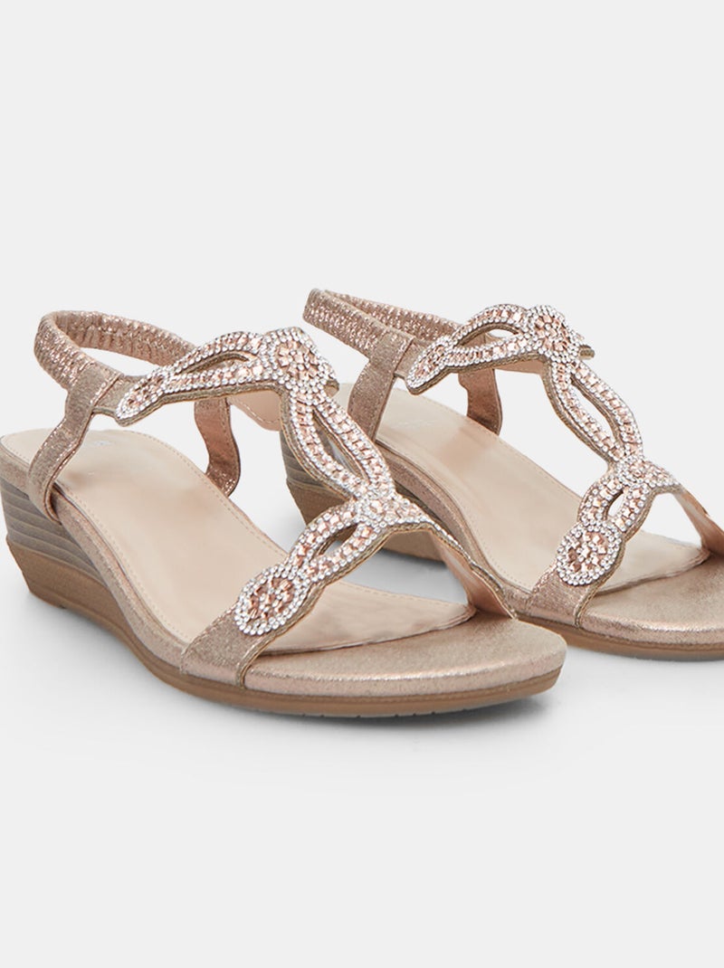 Sandales avec mini semelle compensée et strass BATA Rose - Kiabi