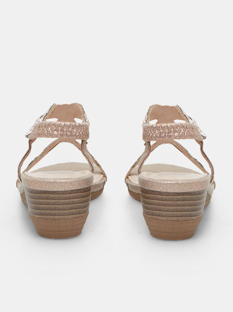 Sandales avec mini semelle compensée et strass BATA Rose - Kiabi