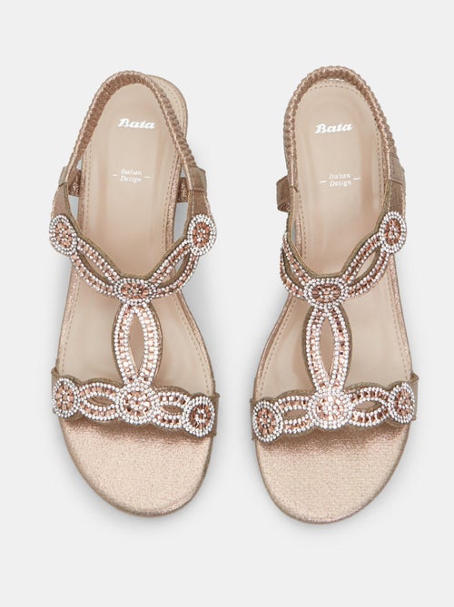 Sandales avec mini semelle compensée et strass BATA - Kiabi