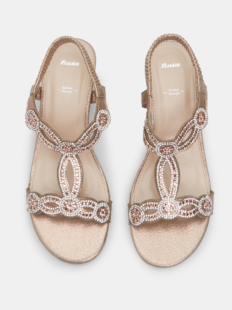 Sandales avec mini semelle compensée et strass BATA Rose - Kiabi