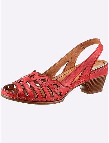 Sandales avec motif feuilles en cuir lisse et rembourrage doux - Taille standard - Witt