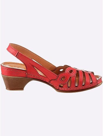 Sandales avec motif feuilles en cuir lisse et rembourrage doux - Taille standard - Witt