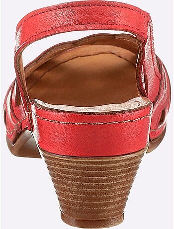 Sandales avec motif feuilles en cuir lisse et rembourrage doux - Taille standard - Witt