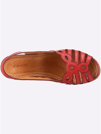 Sandales avec motif feuilles en cuir lisse et rembourrage doux - Taille standard - Witt