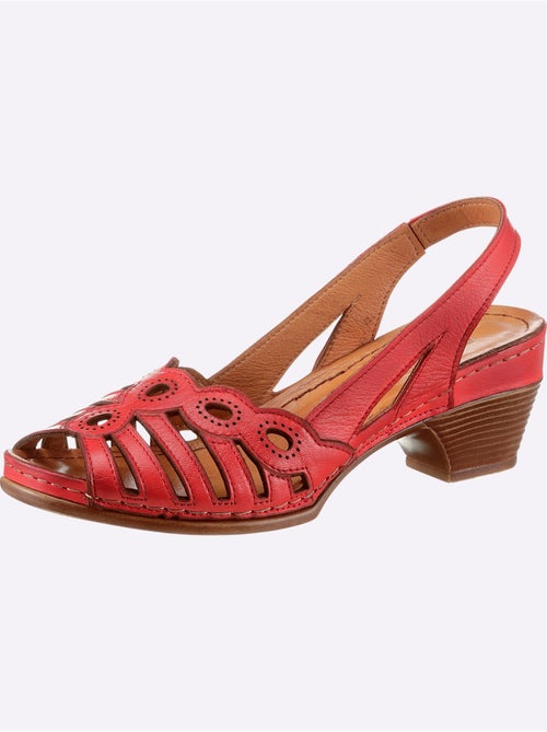 Sandales avec motif feuilles en cuir lisse et rembourrage doux - Taille standard - Witt - Kiabi