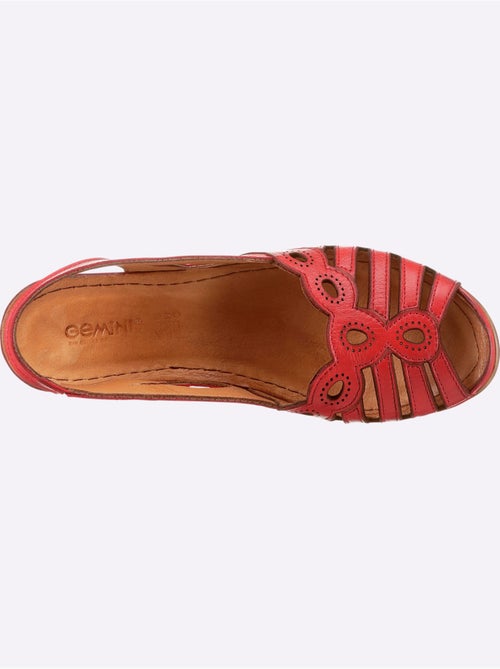 Sandales avec motif feuilles en cuir lisse et rembourrage doux - Taille standard - Witt - Kiabi