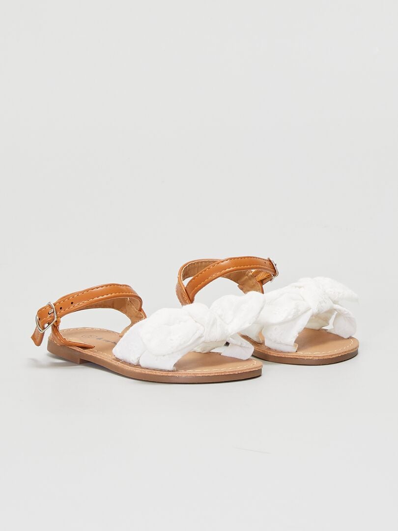 Sandales avec noeud sur bride blanc - Kiabi