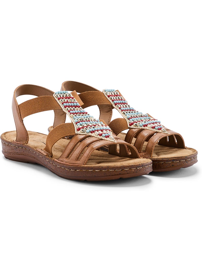 Sandales avec perles fantaisie - PEDICONFORT Marron - Kiabi