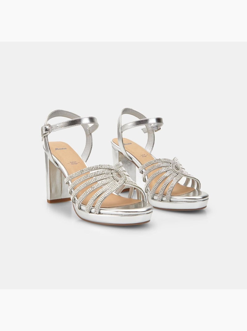 Sandales avec plateforme BATA Argent - Kiabi
