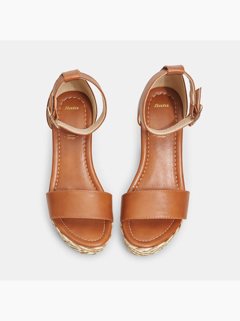 Sandales avec semelle compensée BATA Marron - Kiabi