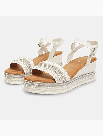 Sandales avec semelle compensée en corde et strass BATA