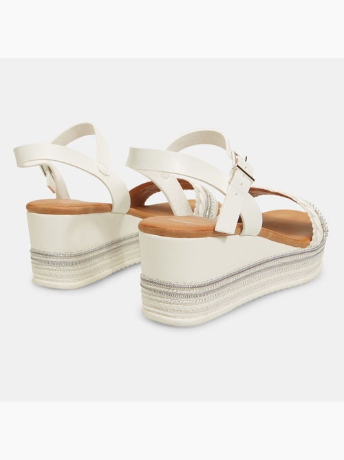 Sandales avec semelle compensée en corde et strass BATA - Kiabi