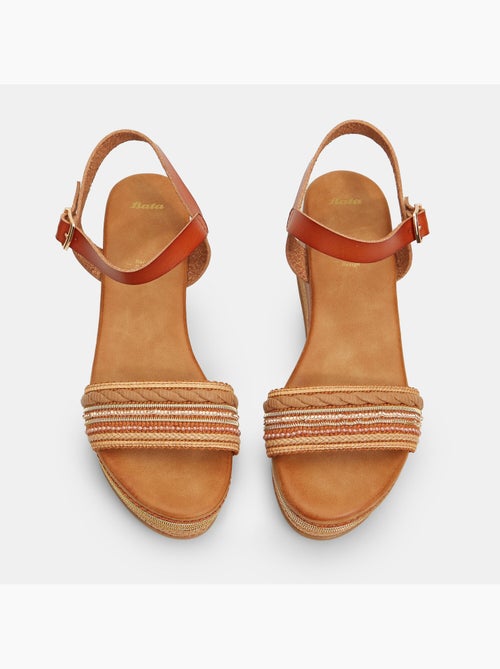 Sandales avec semelle compensée en corde et strass BATA - Kiabi