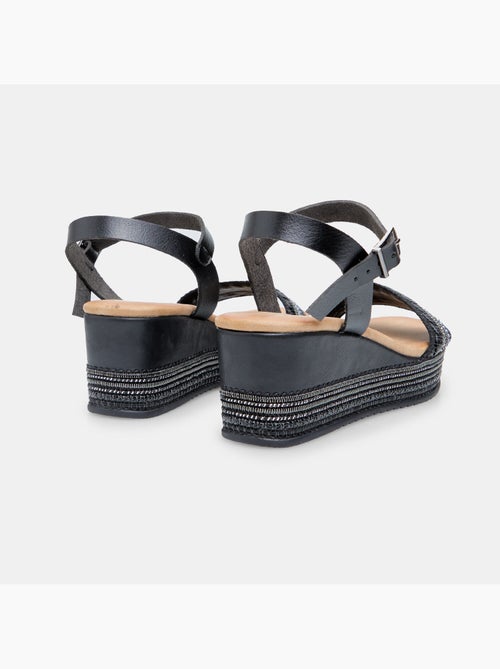 Sandales avec semelle compensée en corde et strass BATA - Kiabi