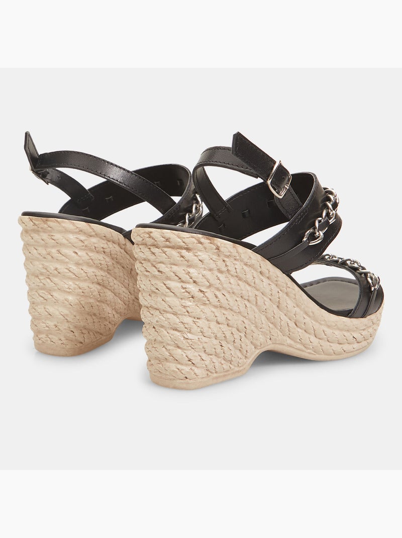 Sandales avec semelle compensée et chaîne BATA Noir - Kiabi