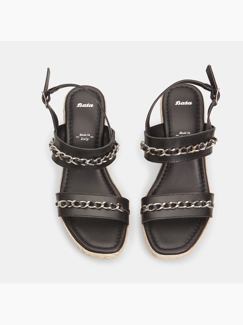 Sandales avec semelle compensée et chaîne BATA Noir - Kiabi