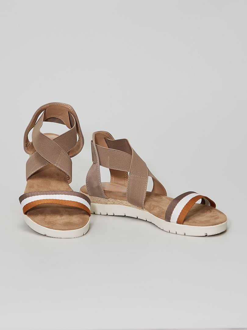 Sandales avec semelles confortables taupe - Kiabi