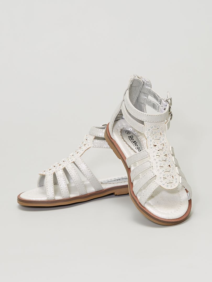 Sandales avec strass blanc - Kiabi