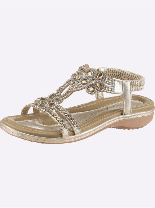 Sandales avec strass et élastique à l'arrière - Taille standard - Helline - Kiabi Sandales avec strass et élastique à l'arrière - Taille standard - Helline - Kiabi