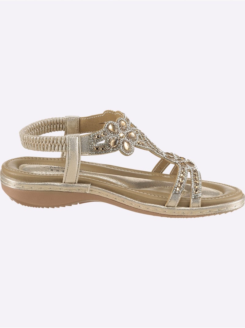 Sandales avec strass et élastique à l'arrière - Taille standard - Helline Doré - Kiabi