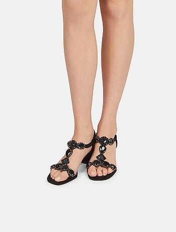 Sandales avec talon carré et application bijou BATA